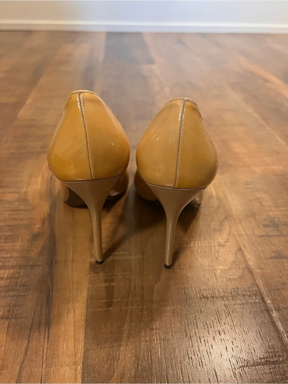 Stuart Weitzman Nude Pointed-Toe Patent Leather Pumps